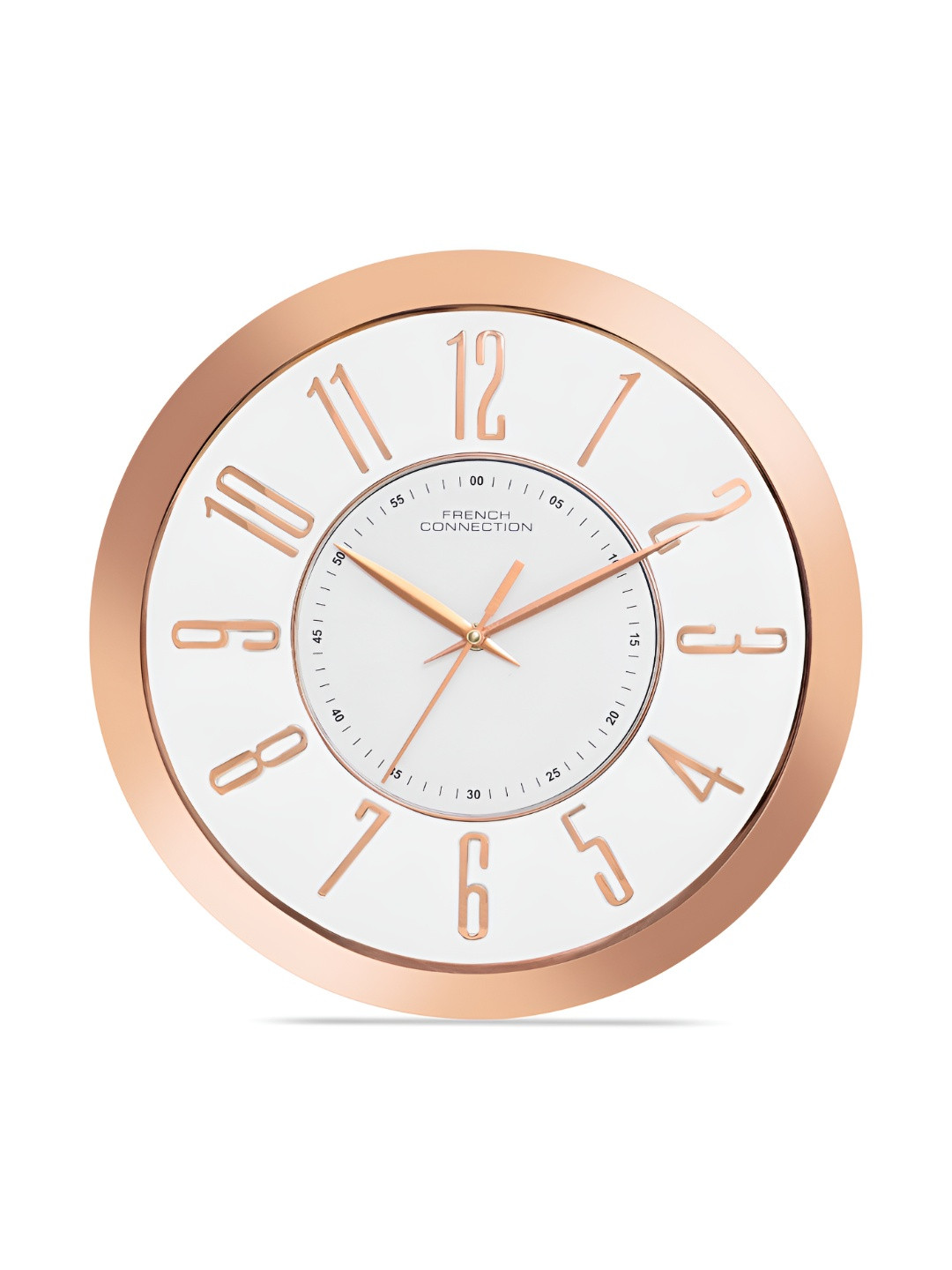 French Connection White & Rose Gold Analogue Contemporary Wall Clock