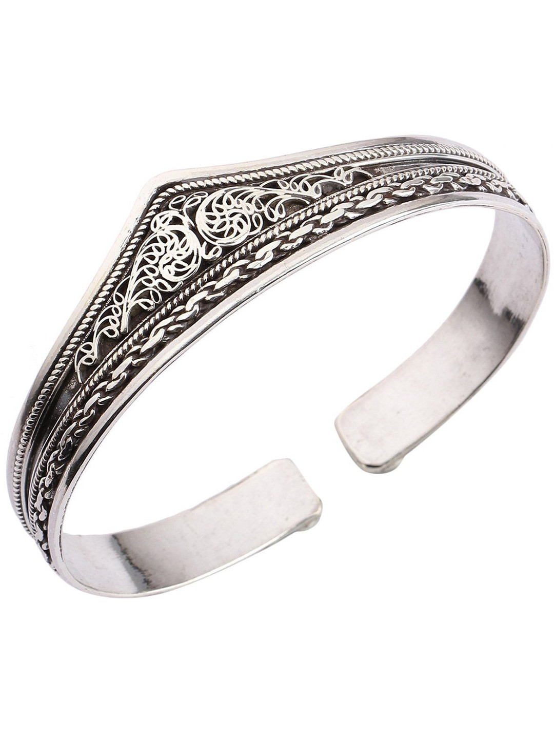 Exotic India Sterling Silver Filigree Cuff Bracelet