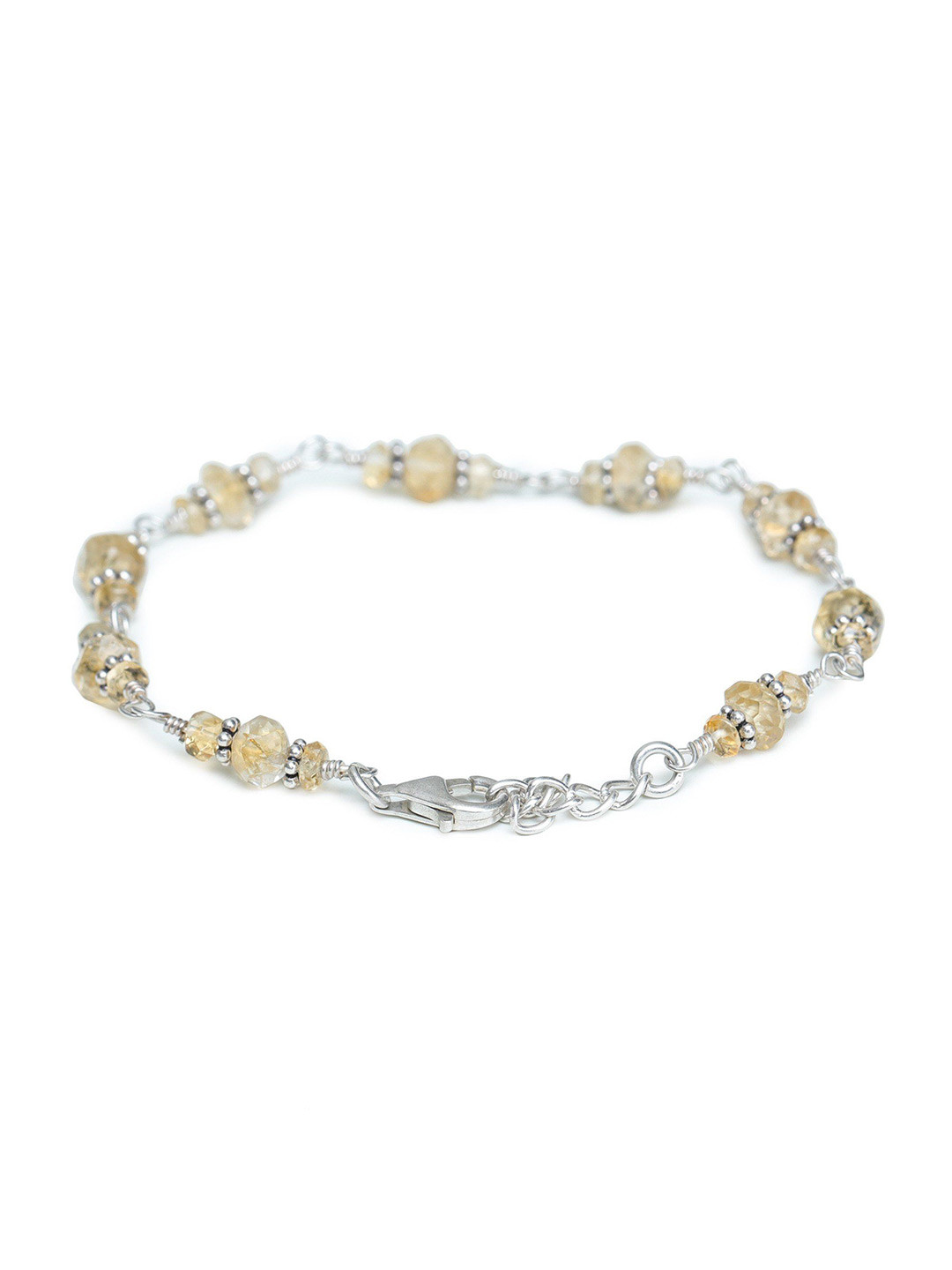 Exotic India Citrine Stones Sterling Silver Bracelet