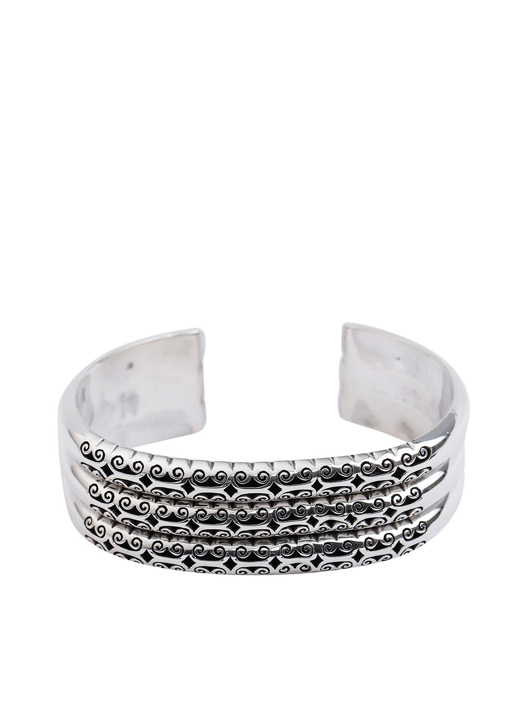 Exotic India Sterling Silver Elegantly Intricate Jali Cut Cuff Bracelet