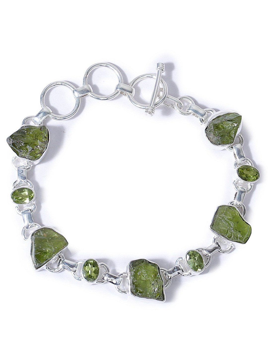 Exotic India Rugged Stones Sterling Silver Bracelet