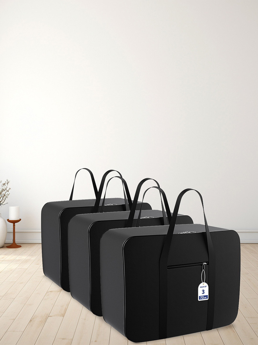 Kuber Industries Black 3 Pieces Water Resistant Large Multi-Utility Organisers