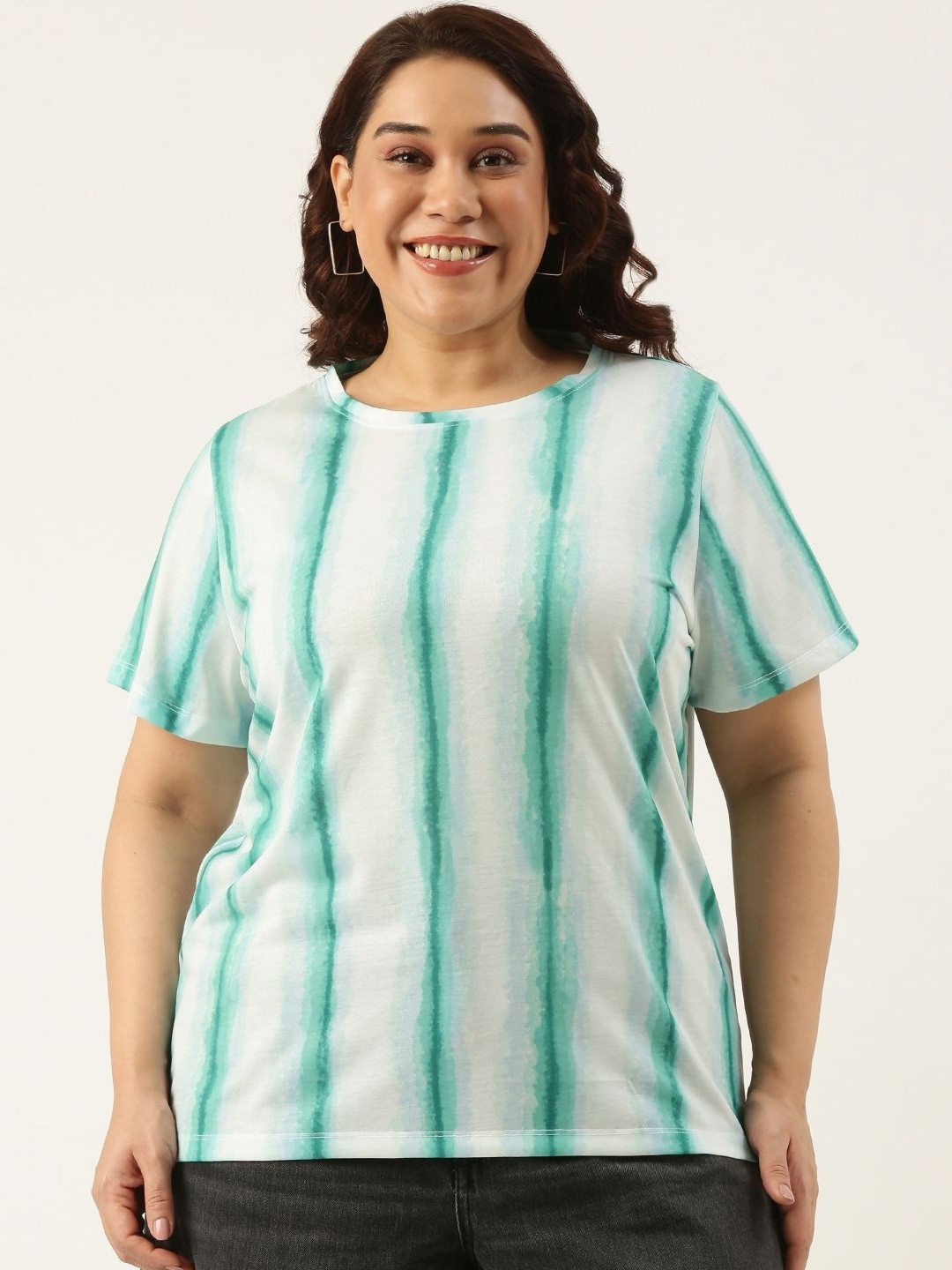 MARCA Bold Women Stripes Printed T-shirt