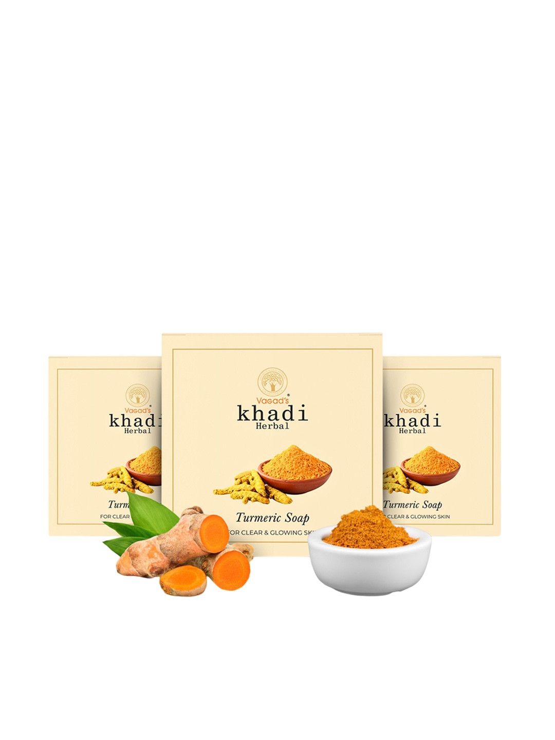 Vagads Herbal Set of 3 Turmeric Soap for Clear & Glowing Skin - 100 g each