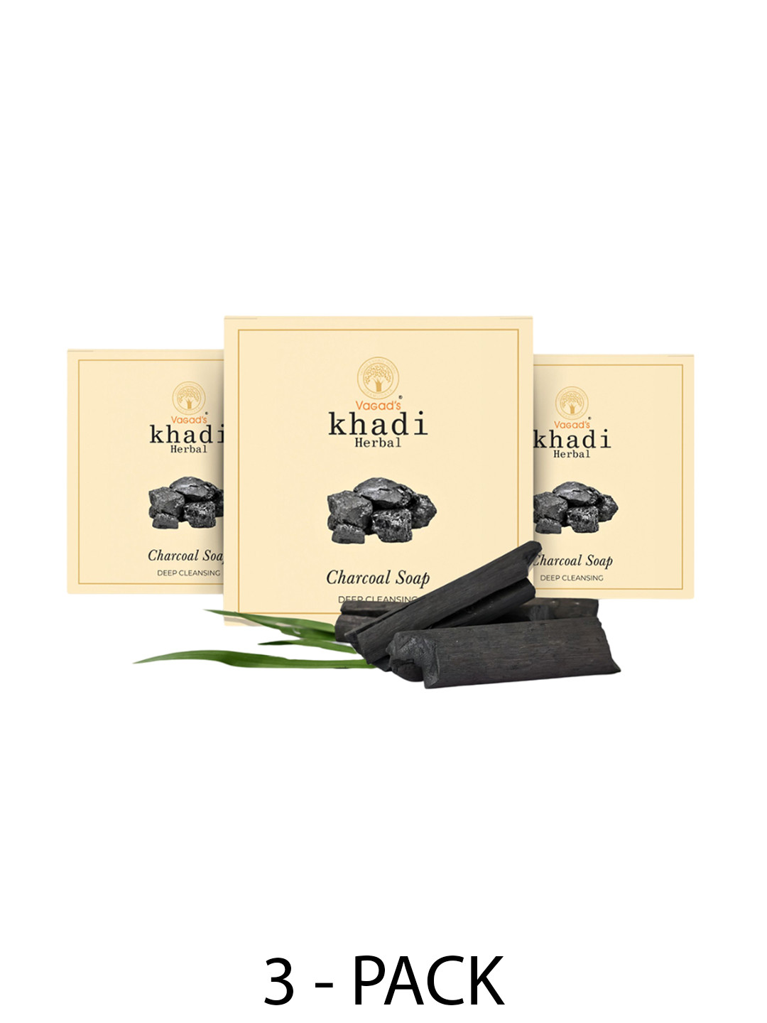 Vagads Herbal Set of 3 Charcoal Soap for Deep Cleansing - 100 g each