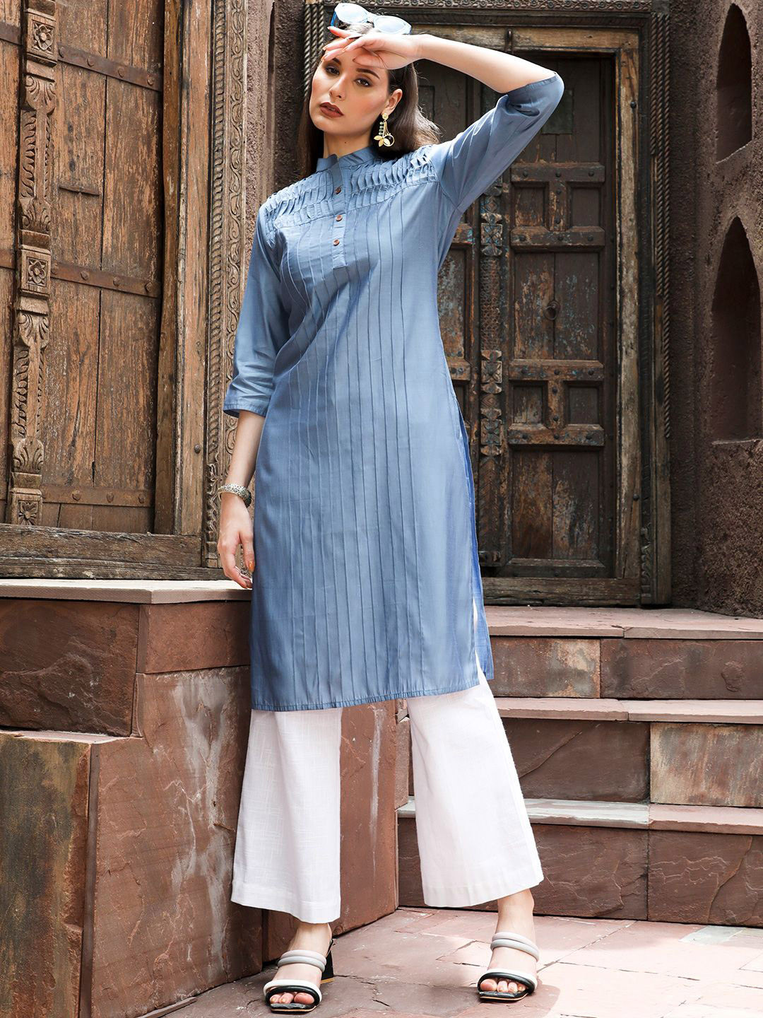 Jaipur Kurti Pintuck Straight Kurta