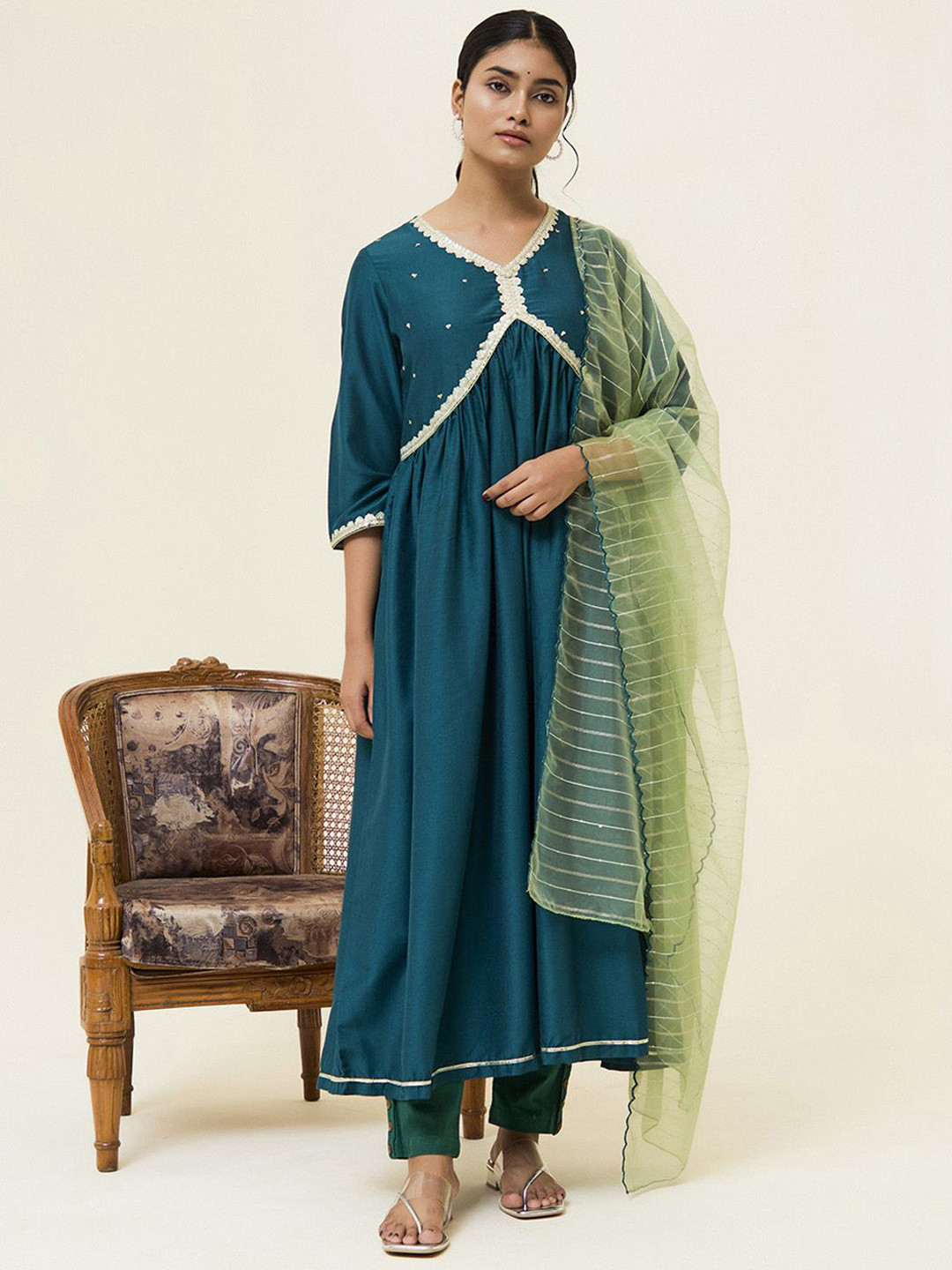 Jaipur Kurti Embroidered Festive Suit Set