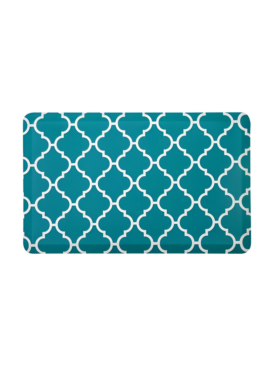 Pano Trellis Turquoise Blue & White Geometric Rectangular Anti-Skid Floor Mat