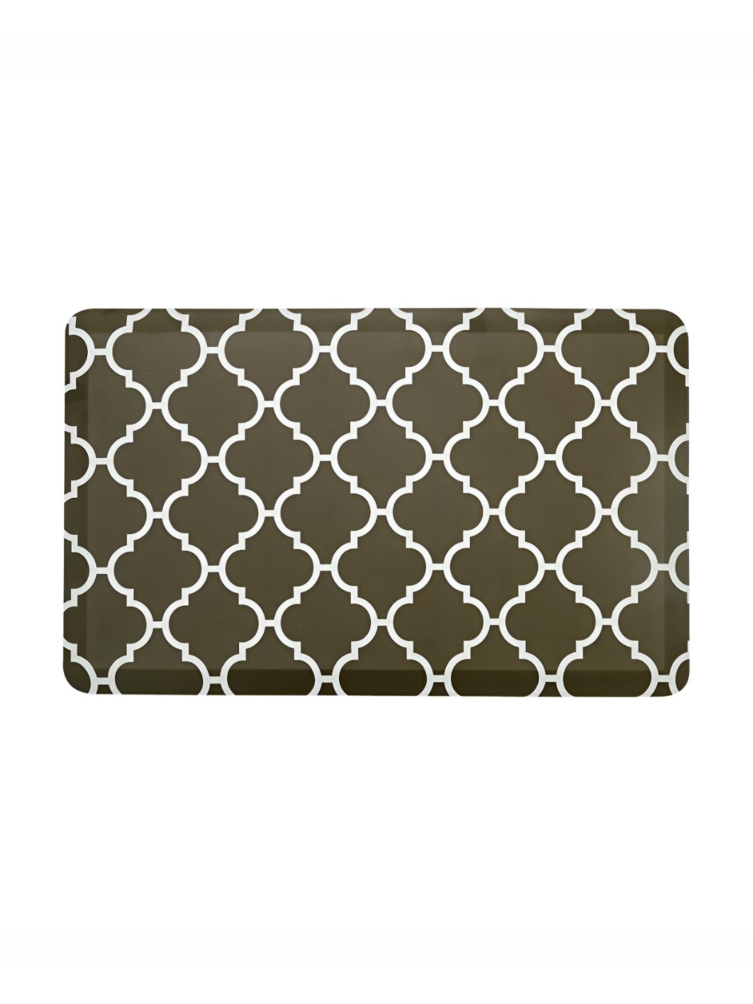 Pano Trellis Green & White Geometric Printed Rectangular Kitchen Mat