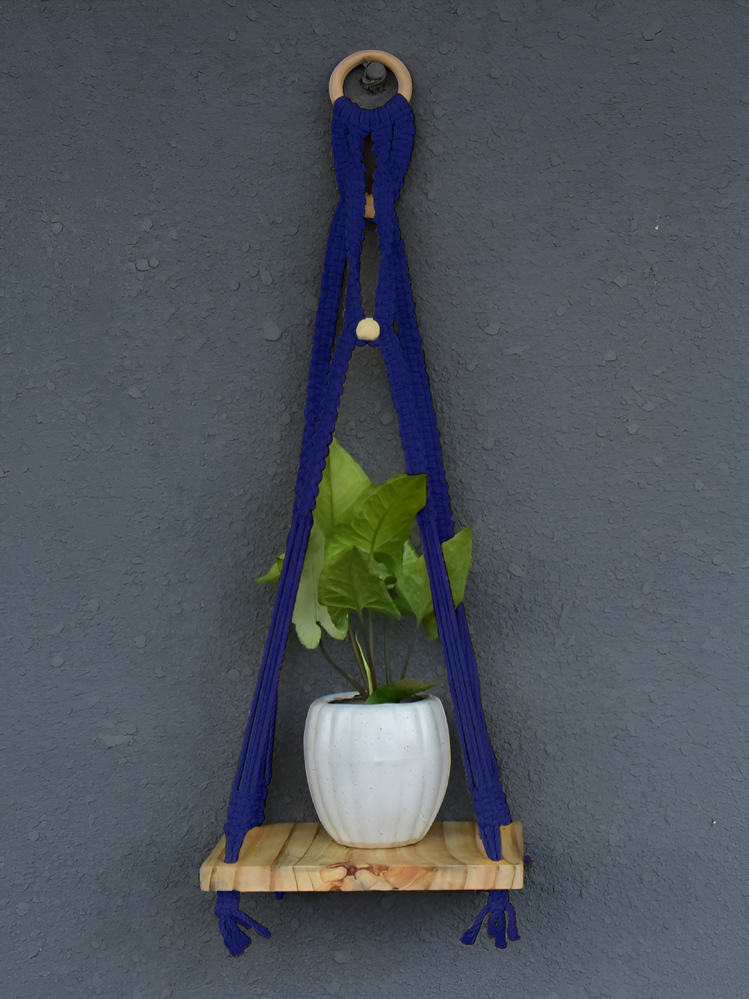 Gathari Blue & Beige Wooden Wall Shelf