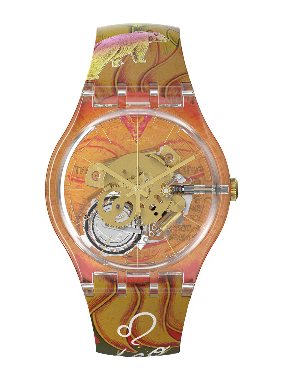 Swatch Unisex Skeleton Dial & Straps Analogue Watch SUOK147-032