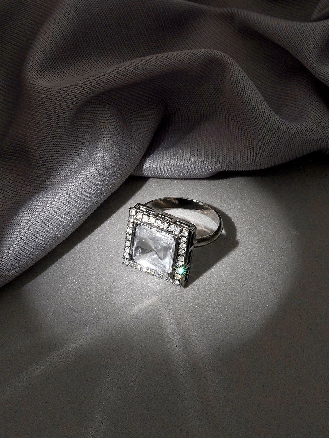 TEEJH Maharani Silver Oxidised Finger Ring