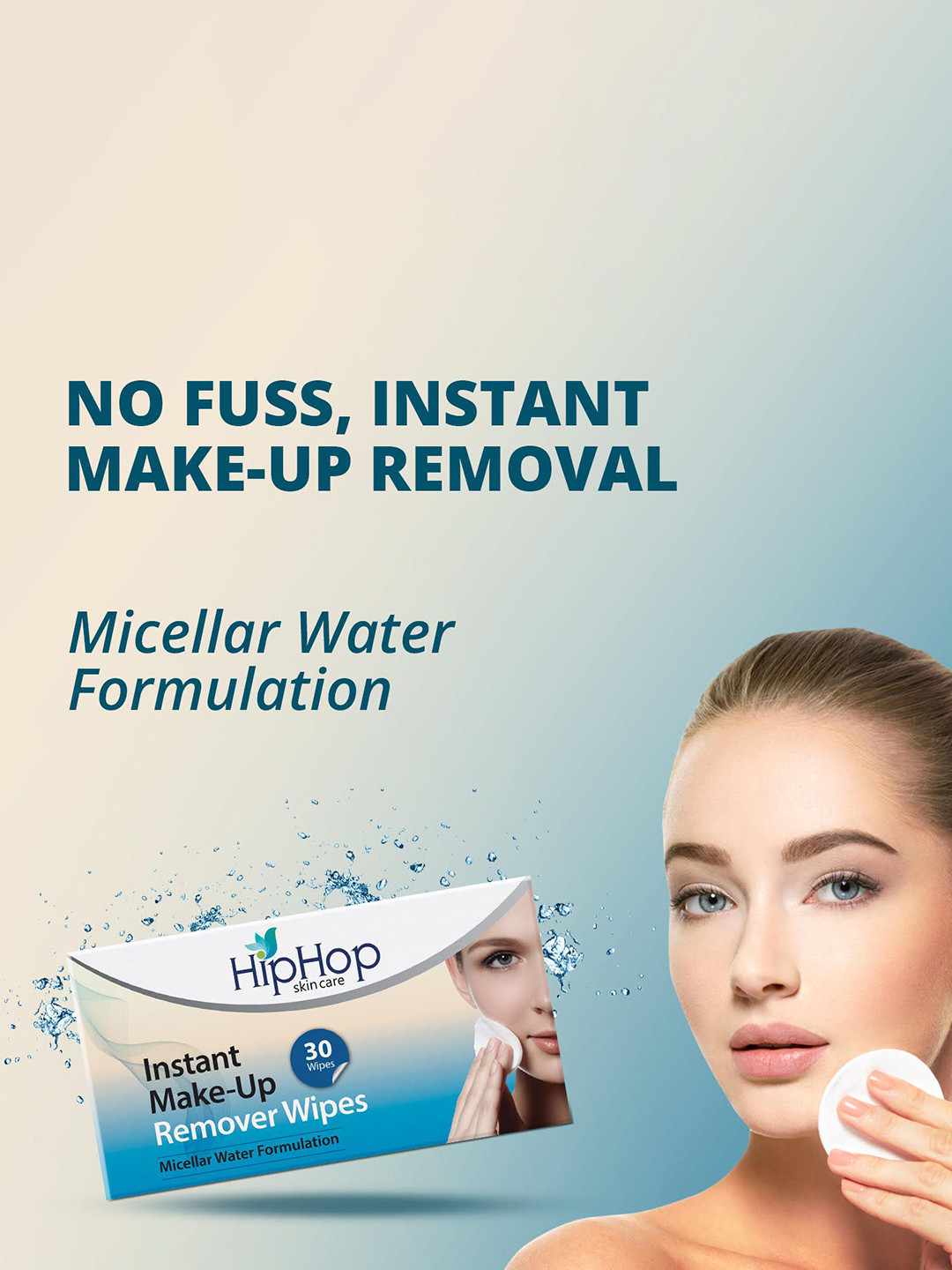 HipHop Skincare Instant Makeup Remover Wipes - 30 Pieces