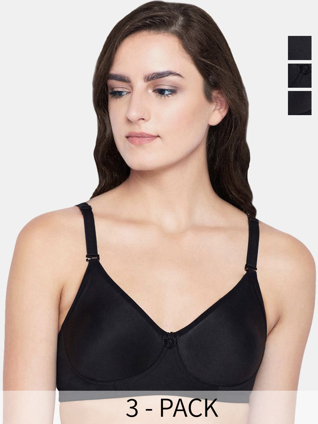 Bodycare Pack of 3 Full Coverage Non Padded Non wired Seamless cup Bra