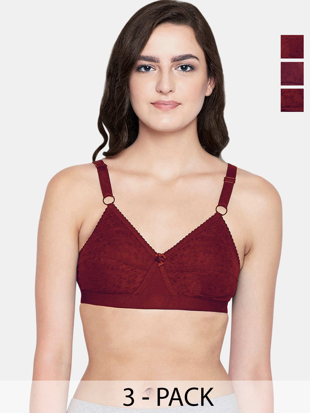 Bodycare Floral Bra Full Coverage Lightly Padded T-Shirt Bra Pack of 3