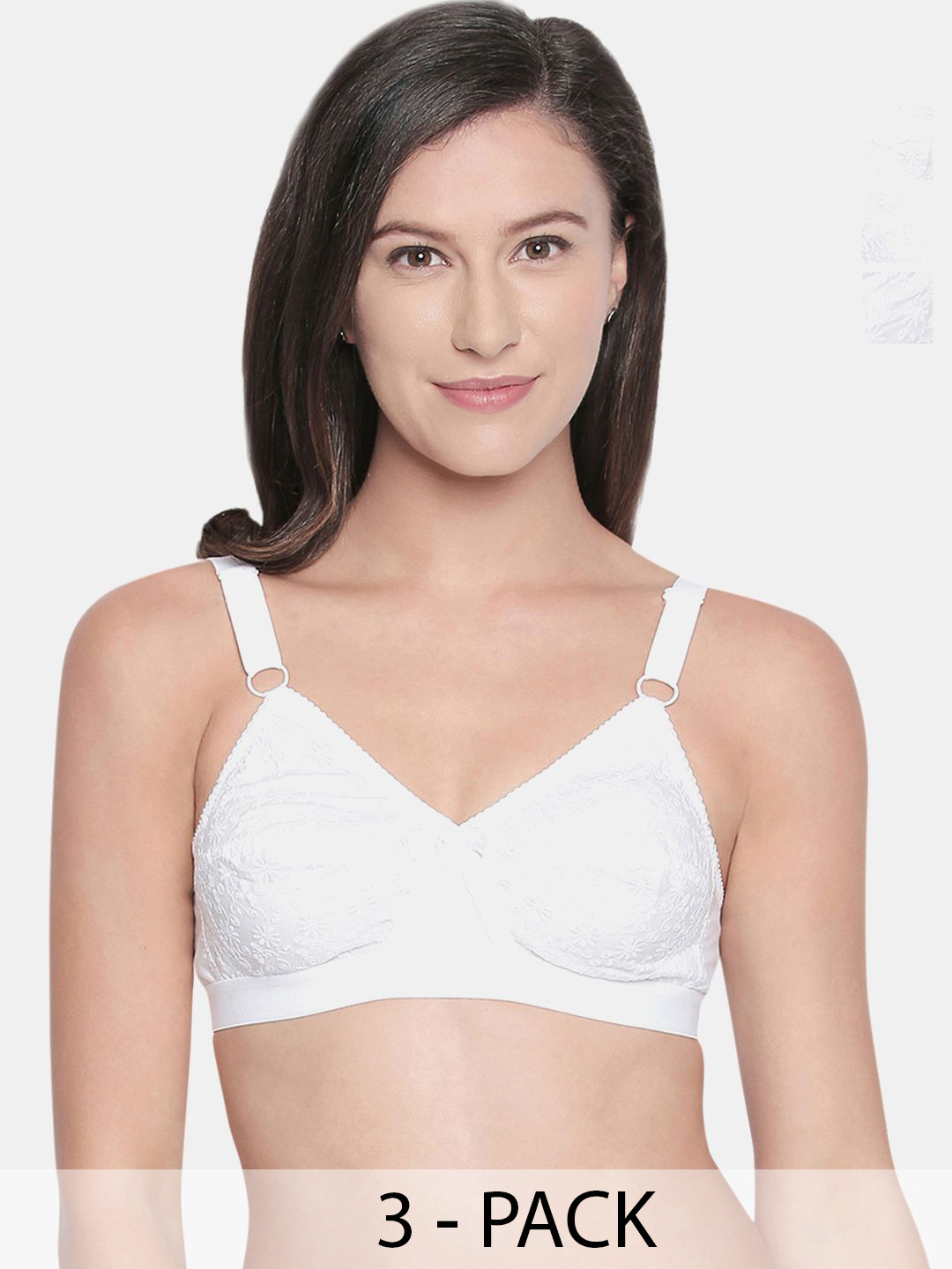 Bodycare Pack of 3 Cotton Lightly Padded Non wired Tshirt Bra FK-5586WWW-42C-White