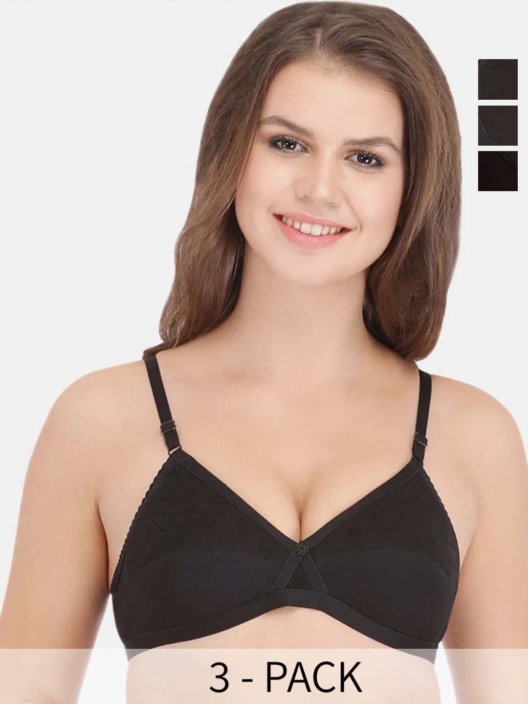 Bodycare Women Self Design 3 Pcs Full Coverage Padded Non wired Tshirt Bra