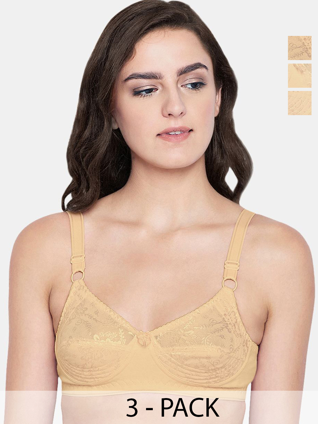 Bodycare Women Self Design Full Coverage Non Wired 3 Pcs Non Padded Bra