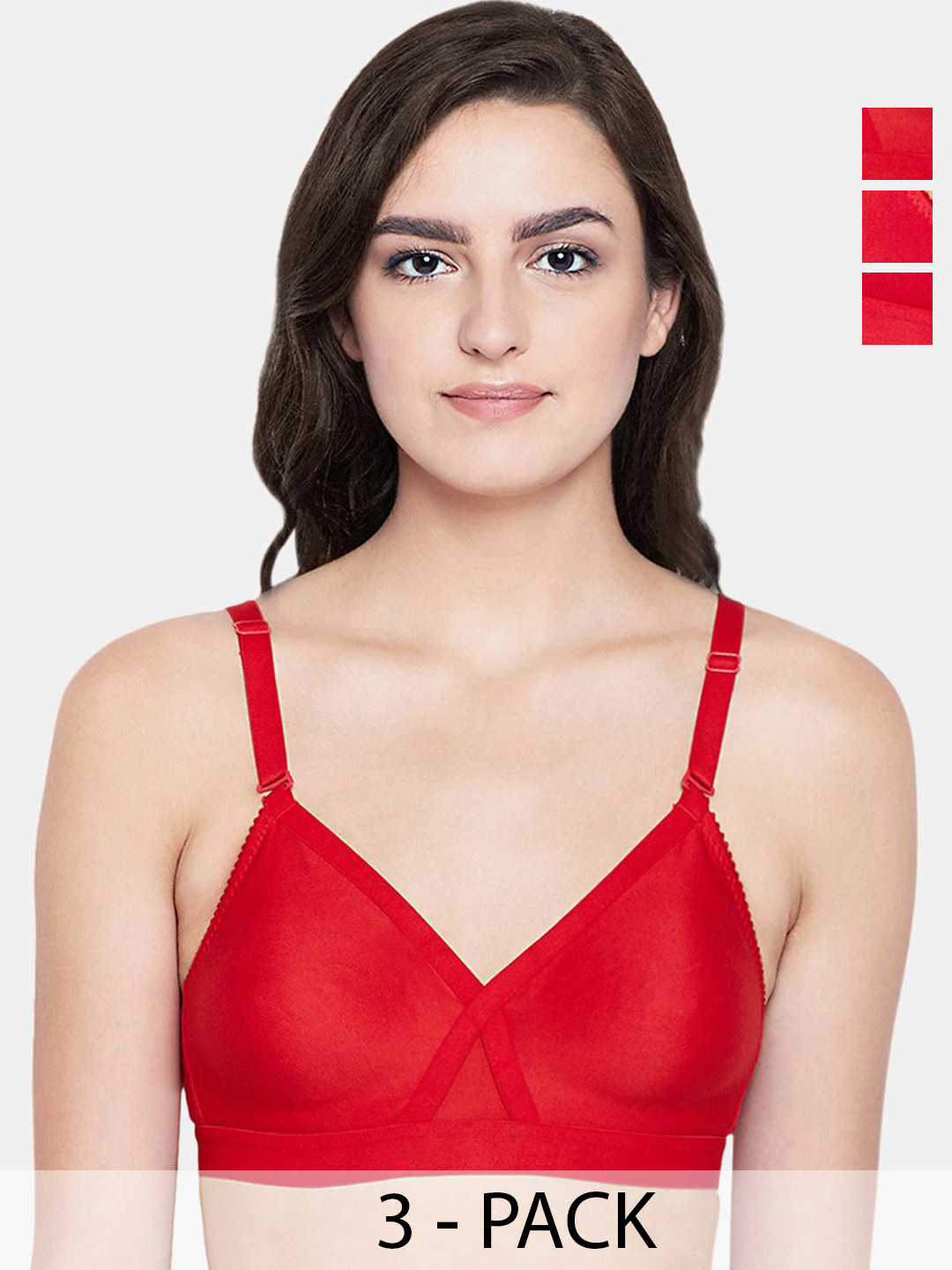 Bodycare Pack of 3 Cotton Non Padded Non wired Seamless Bra FK-5589RERERE-42C