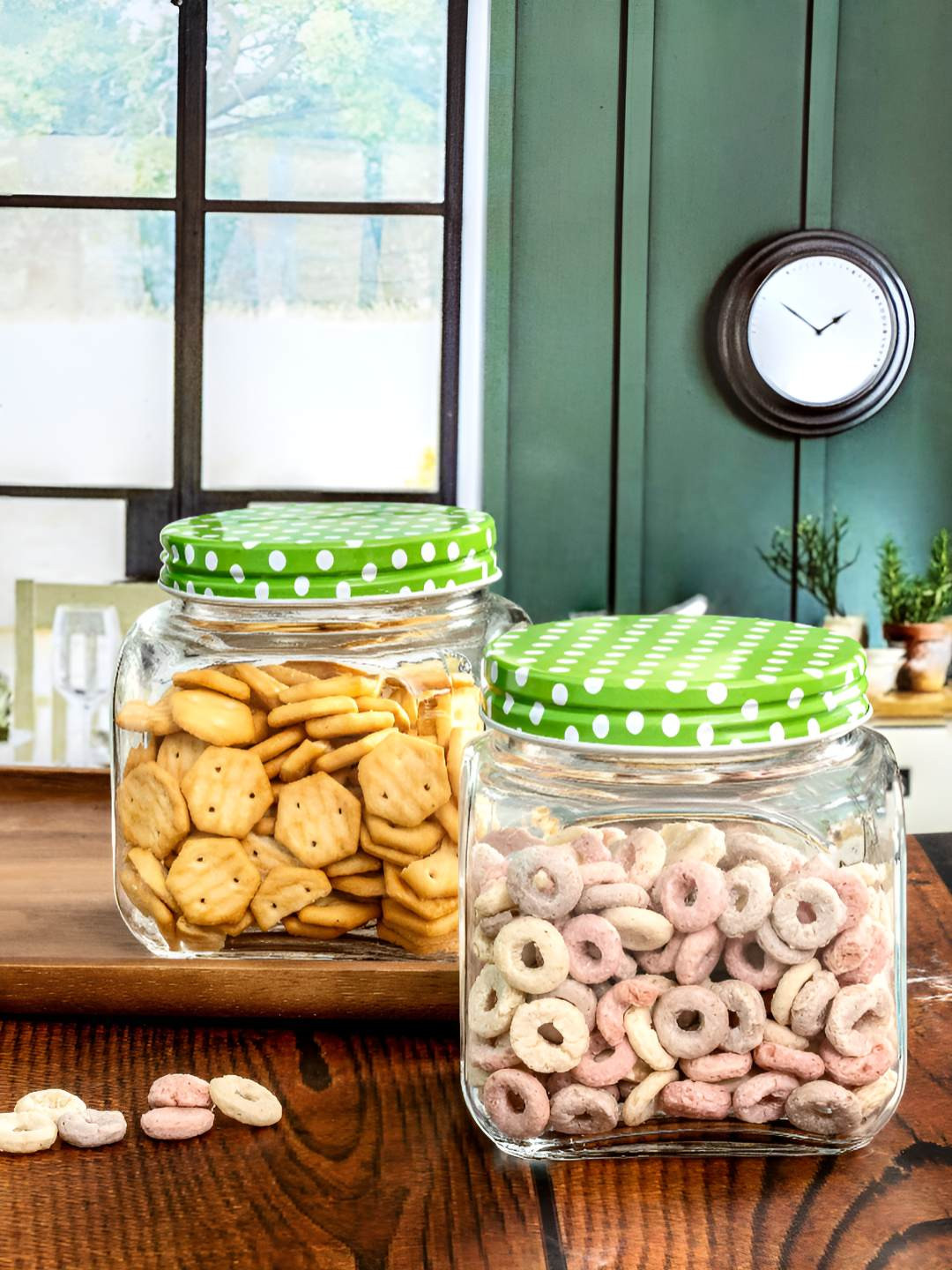 GOODHOMES Transparent 2 Pieces Glass Jar With Lid-700 ml Each