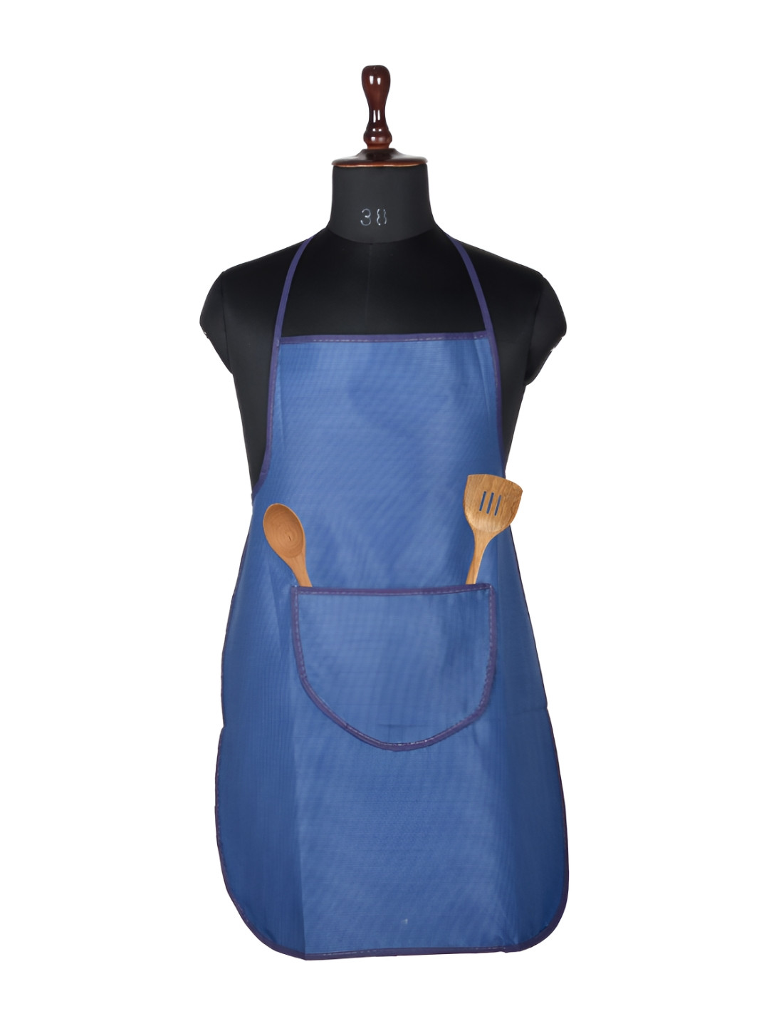 Kuber Industries Blue Printed Aprons With Center Pocket