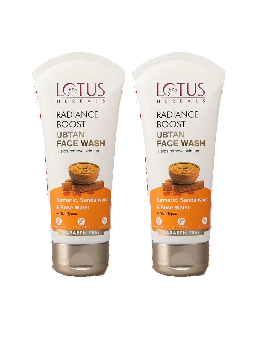Lotus Herbals Set of 2 Radiance Boost Ubtan Face Wash with Turmeric - 100 g each