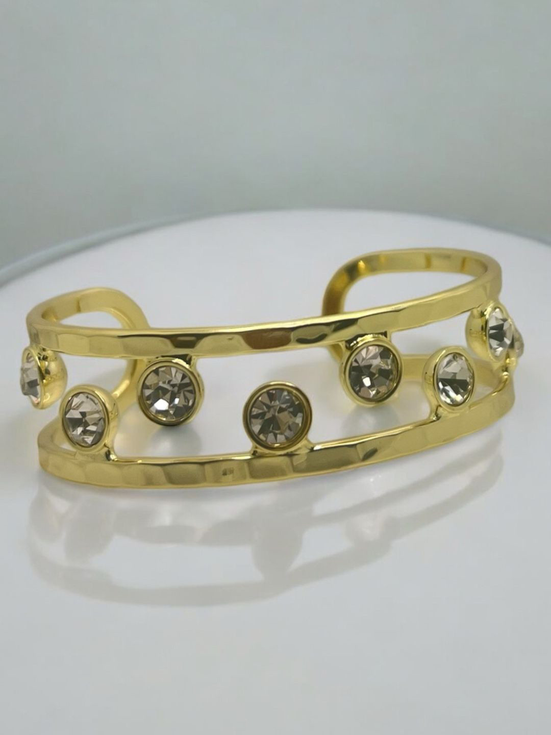 XAGO Gold Plated American Diamond Cuff Bracelet
