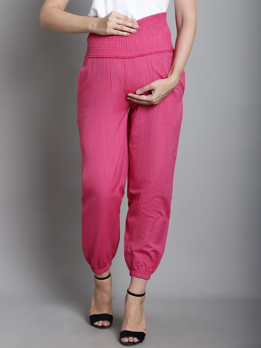 Moms Maternity Women Relaxed High-Rise Easy Wash Maternity Trousers