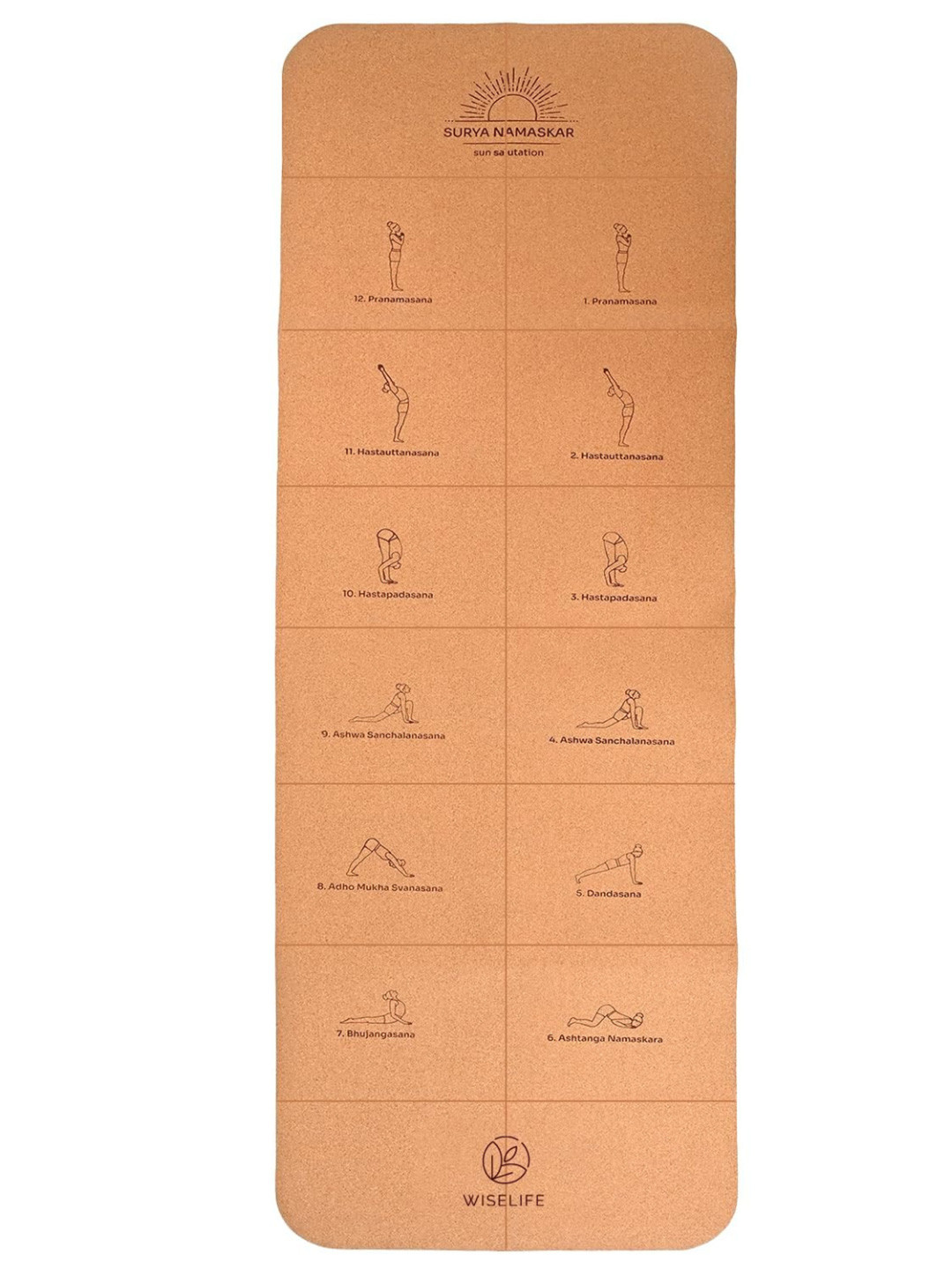 WiseLife Brown Printed Anti-Skid Yoga Mat With Carry Strap