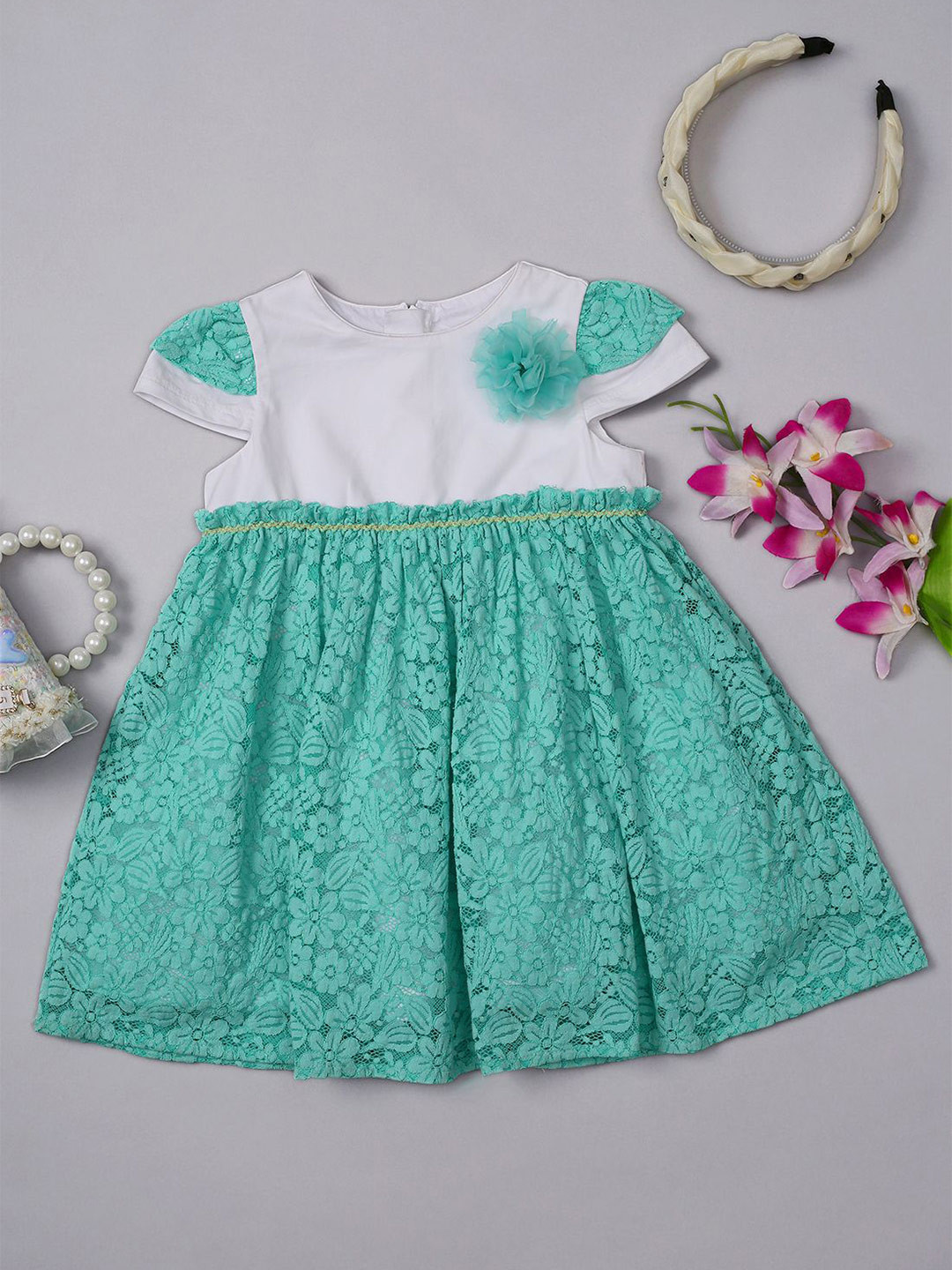 One Friday Applique Lace Fit & Flare Dress