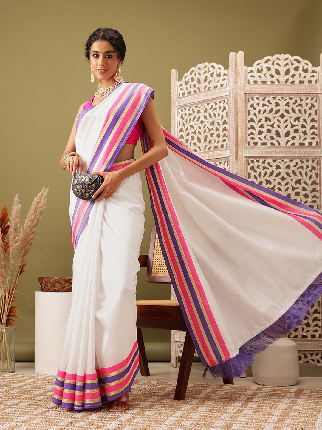 Silk Land Zari Kasavu Saree With Blouse Piece