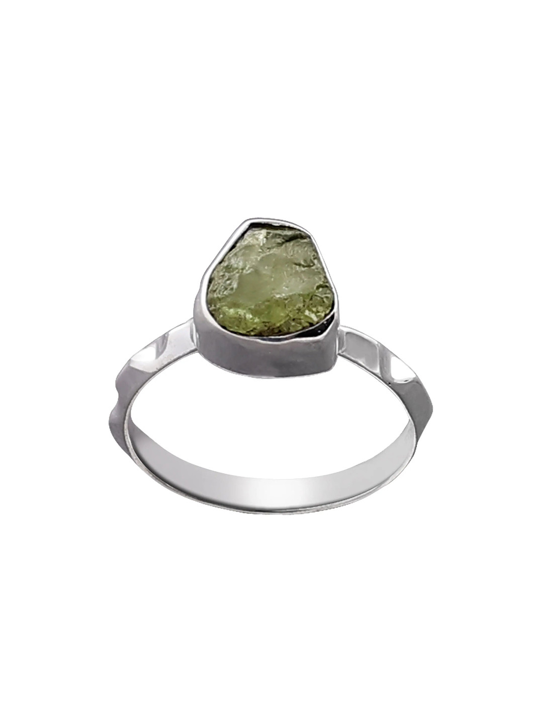 Exotic India Rugged Peridot Gemstone Sterling Silver Ring