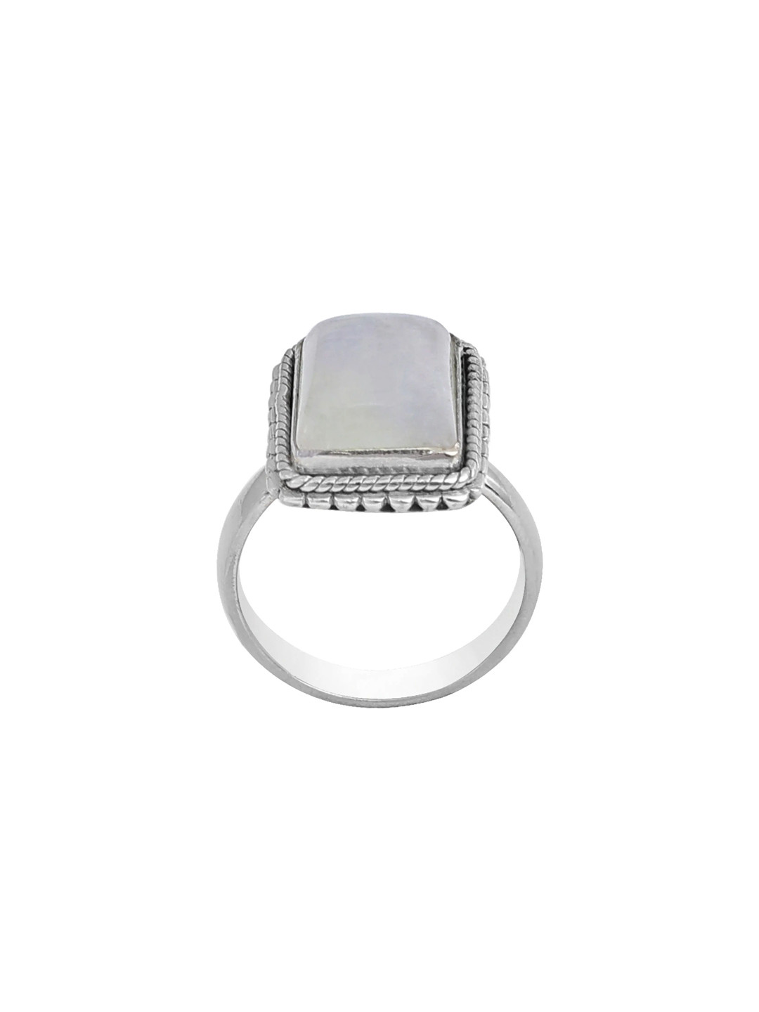 Exotic India Rainbow Moonstone Designer Sterling Silver Ring