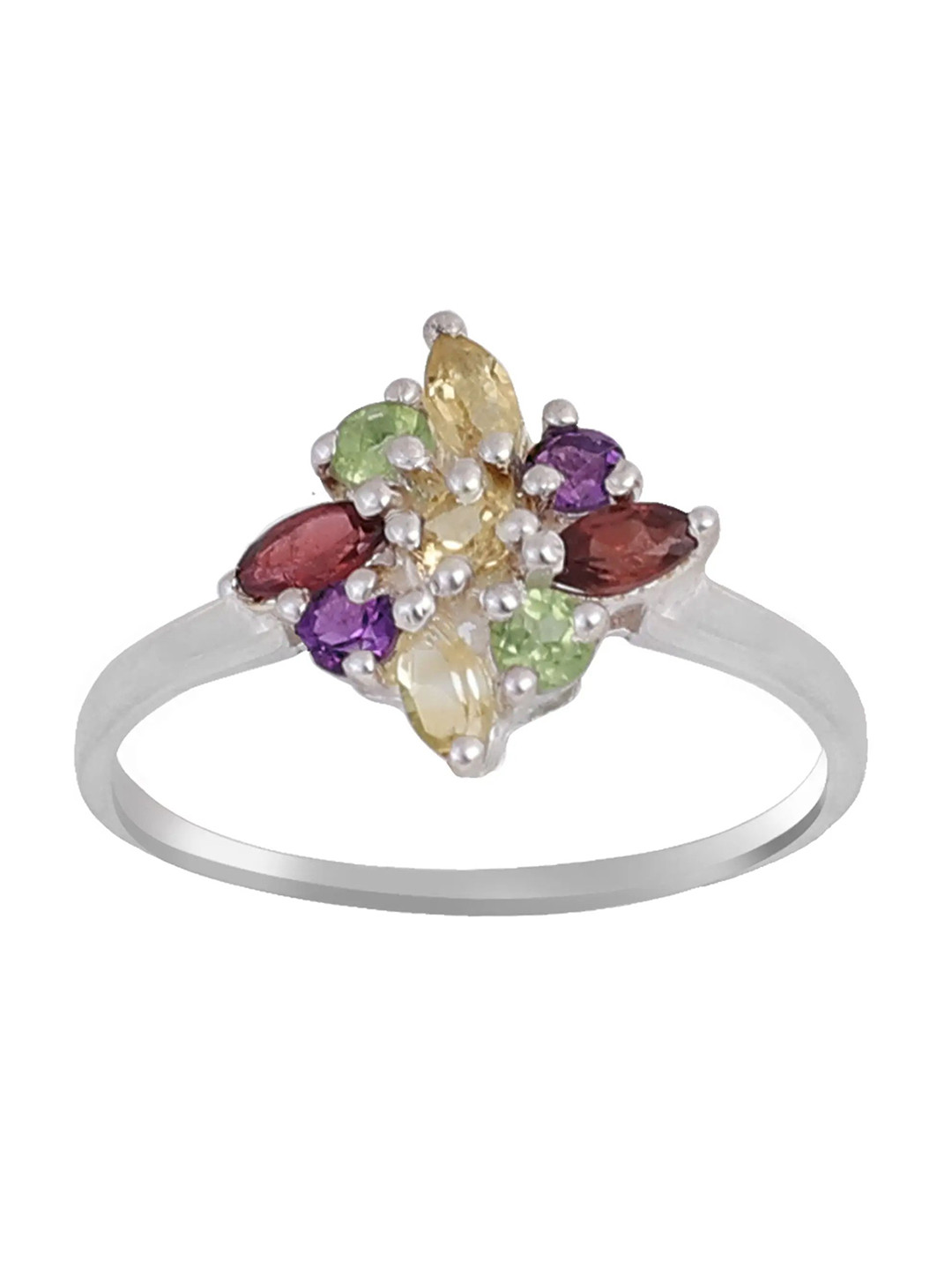 Exotic India Garnet Stone Stylish Sterling Silver Ring
