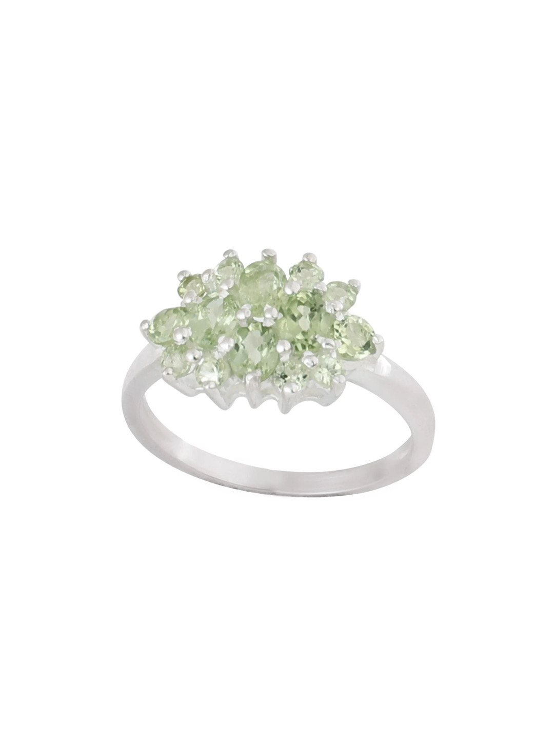 Exotic India Superfine Sterling Silver Ring with Faceted Peridot Stone