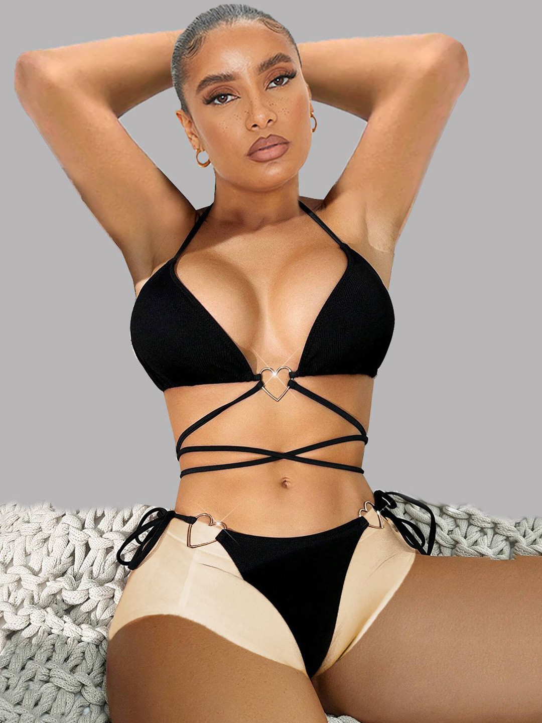 FIMBUL Strapped Non-Padded Lingerie Set BK-28-BLK-P2