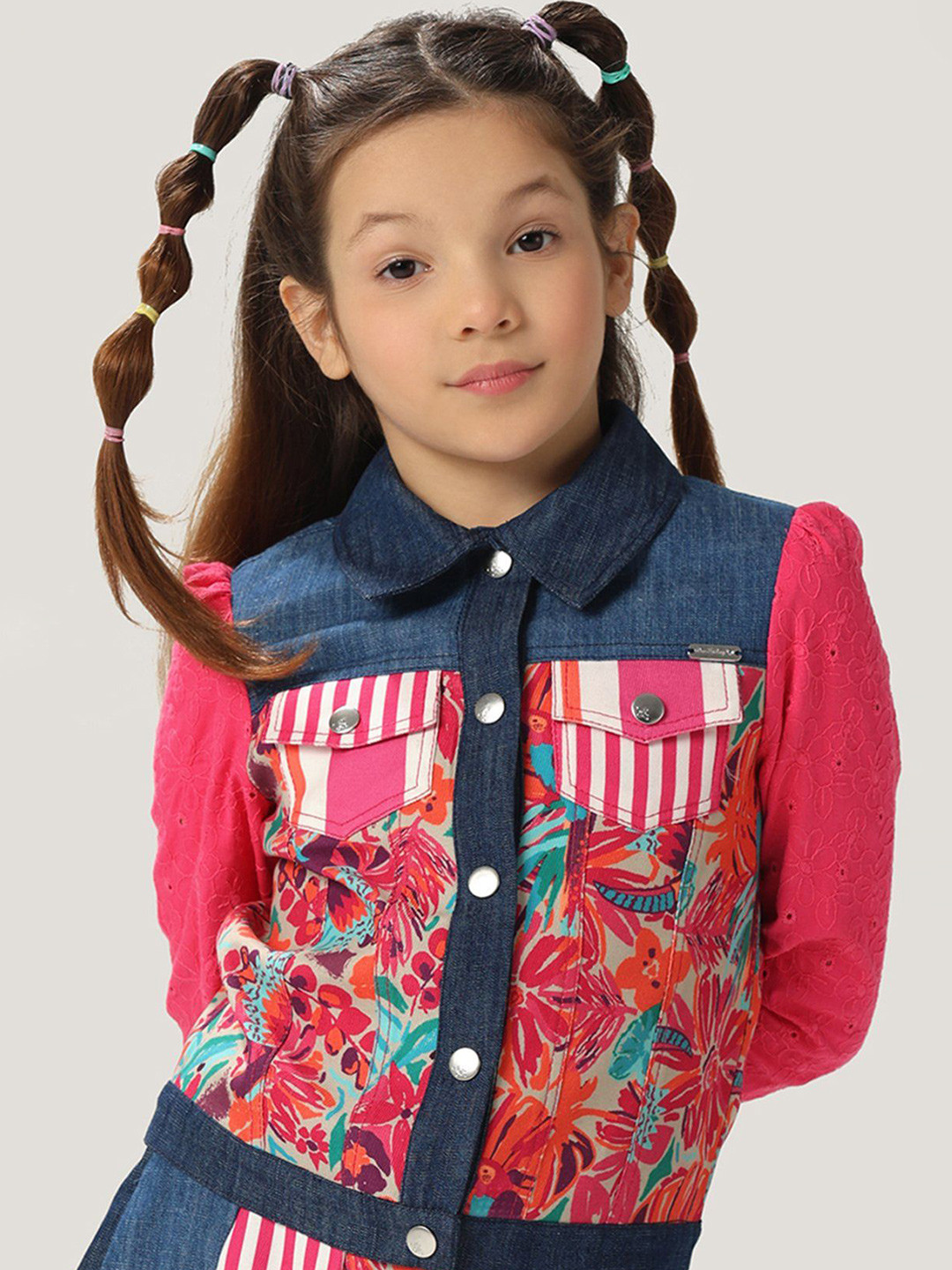 One Friday Girls Print Cotton Shirt Style Top