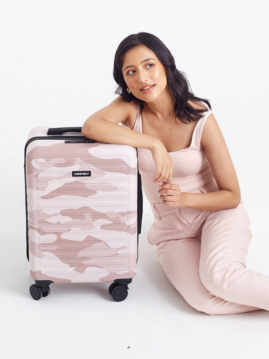 Assembly Camo Peach Printed Hard-Sided Cabin Trolley Bag  20 Inches