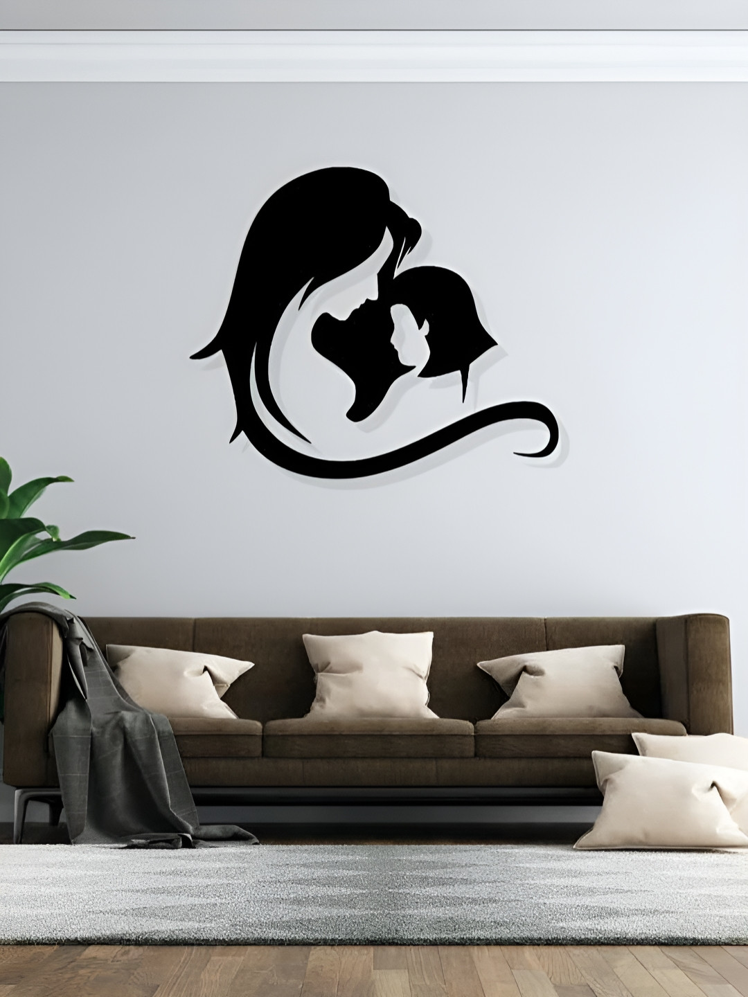 ARTROOMS Black Wooded Mother and Daughter Wall Art