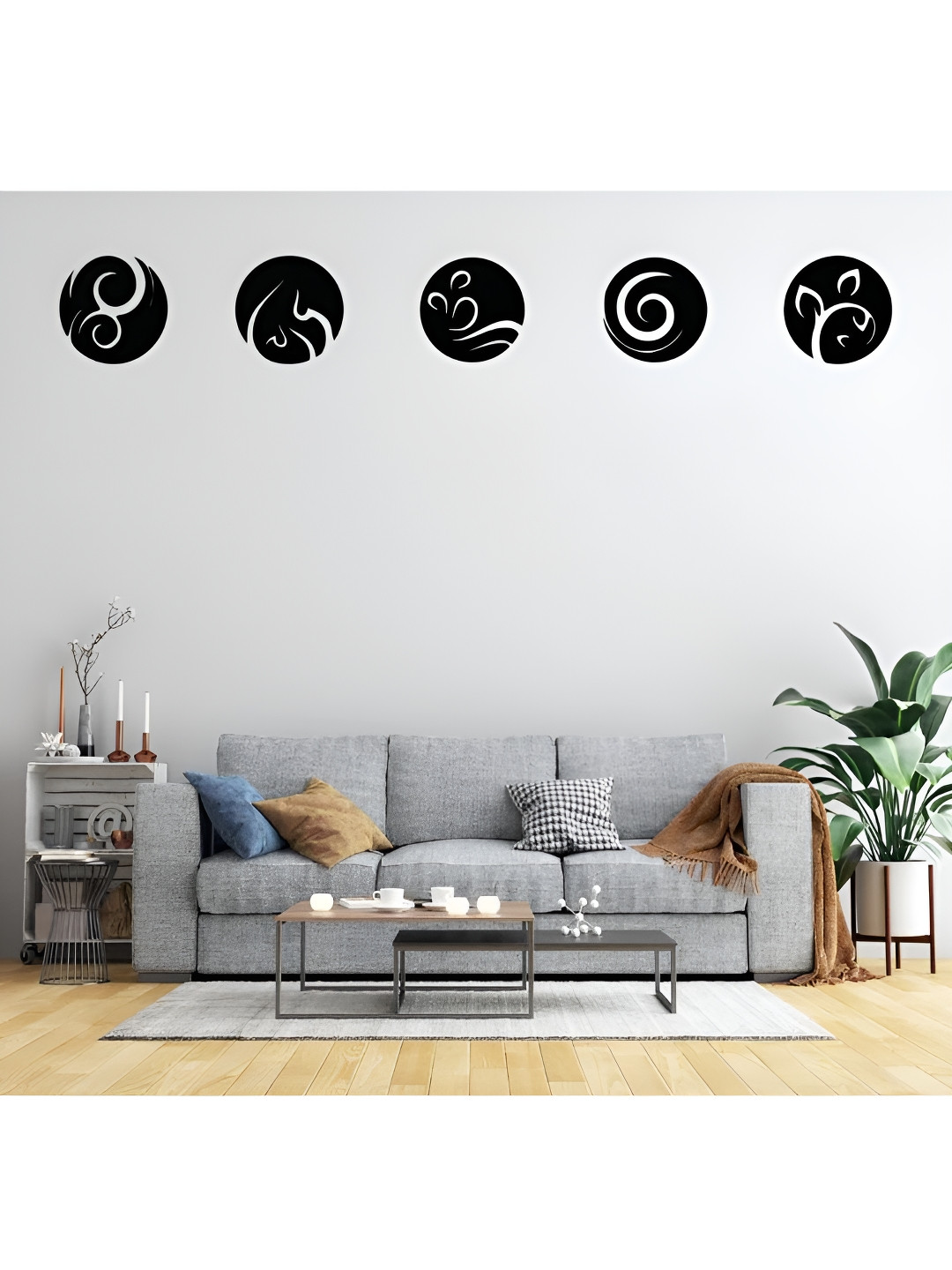 ARTROOMS Five Elements Metal Matte Hanging Hall 5Pcs Signs and Plaques-12In