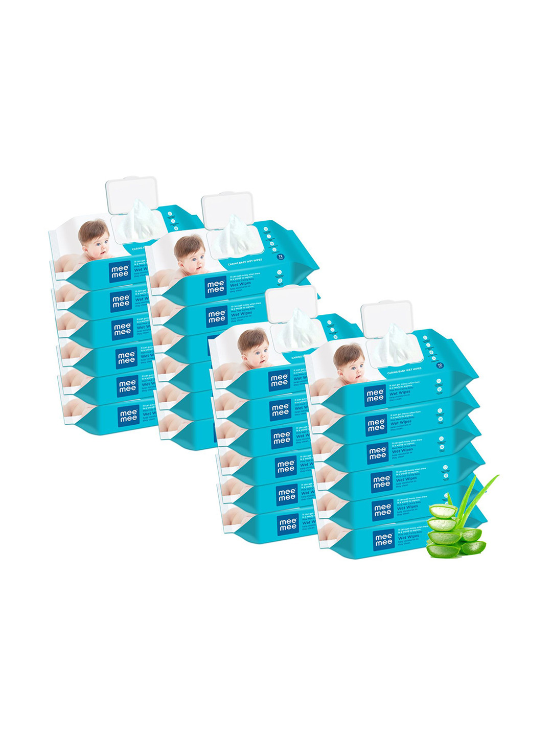 MeeMee Set of 24 Aloe Vera Extracts Wet Wipes - 72 Wipes Per Pack
