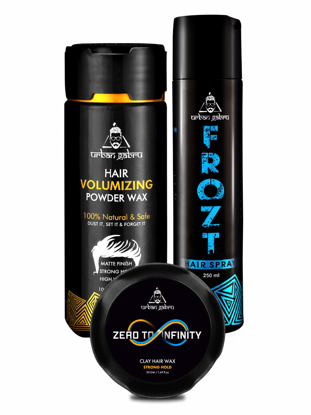 URBANGABRU Set of Hair Volumizing Powder Wax + Infinity Hair Wax + Frozt Hair Spray