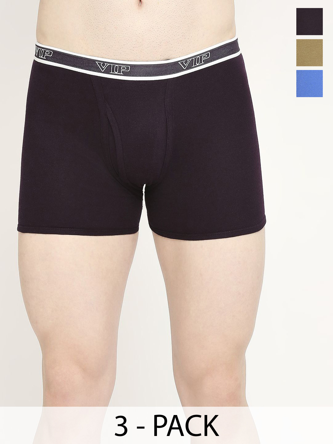 VIP Pack Of 3 Assorted Breathability Trunks VP-MI-TR-COLOR-10P-PO3-80