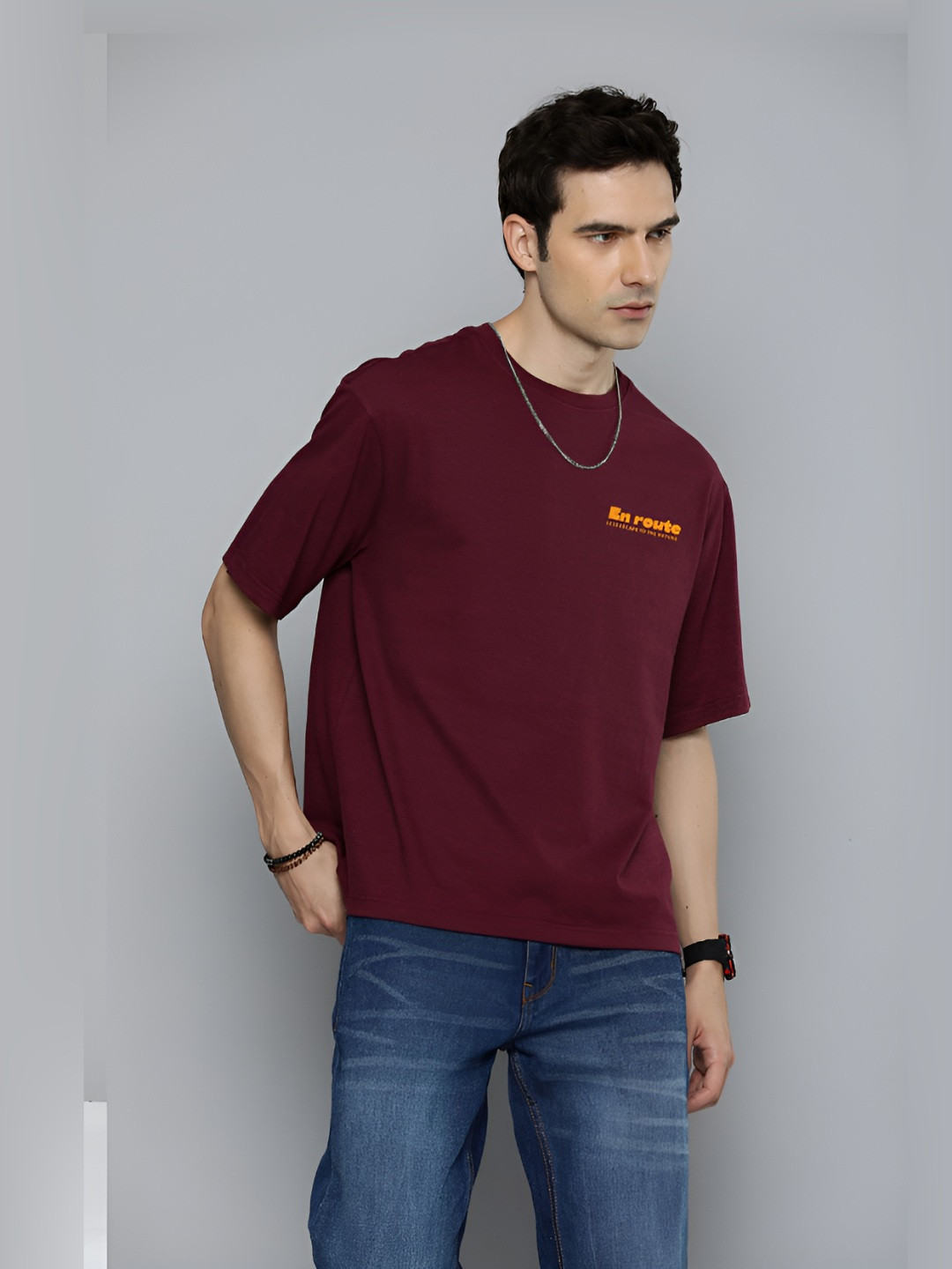 R.Code by The Roadster Life Co. Men Round Neck T-shirt