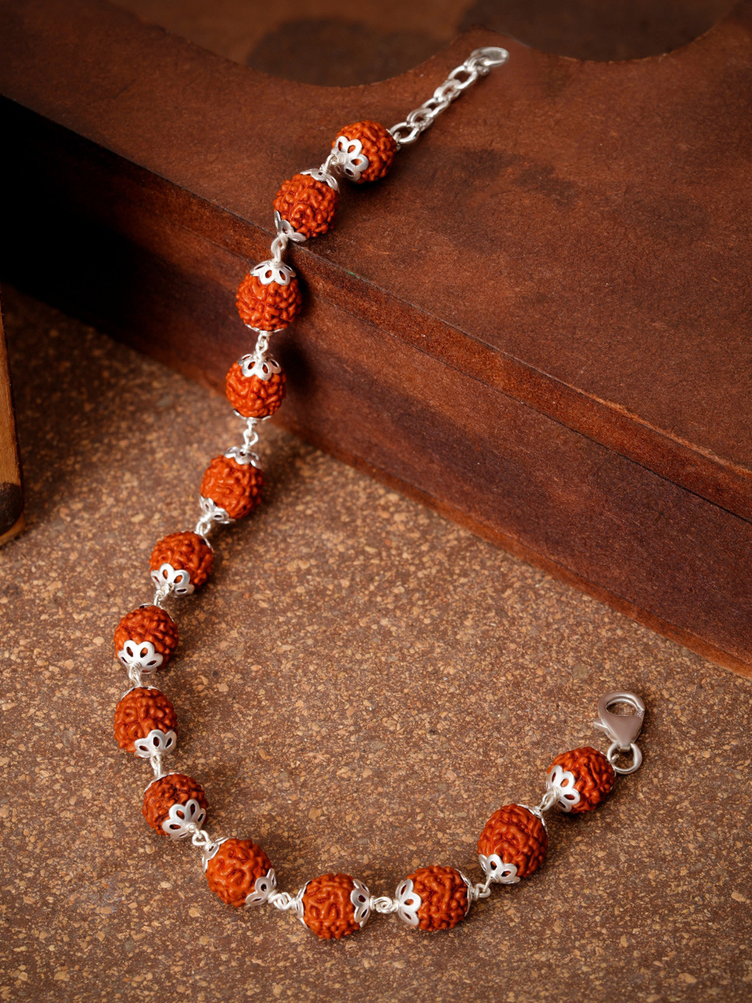 JewelYaari Men 925 Sterling Silver Rhodium-Plated Beaded Link Bracelet