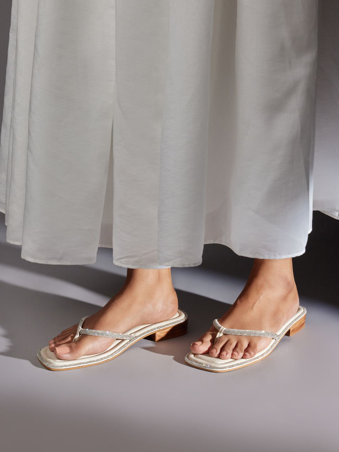 CAI Silver Diamond Laced Flats