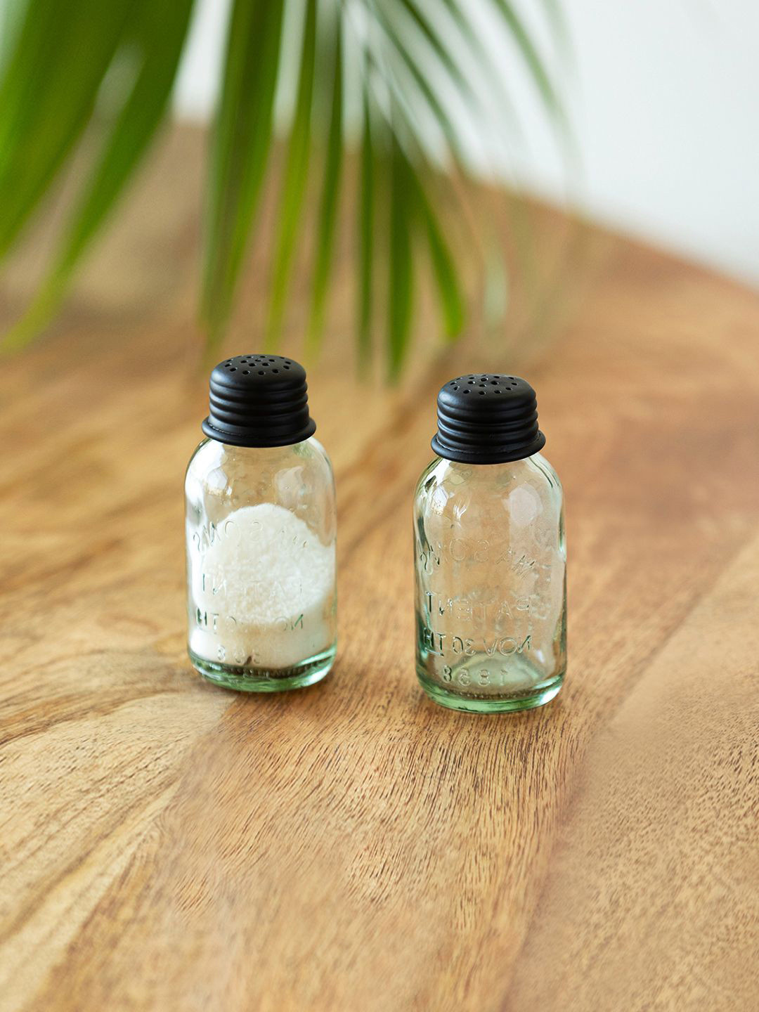 ExclusiveLane Black & Transparent 2 Pieces Glass Salt and Pepper Shakers