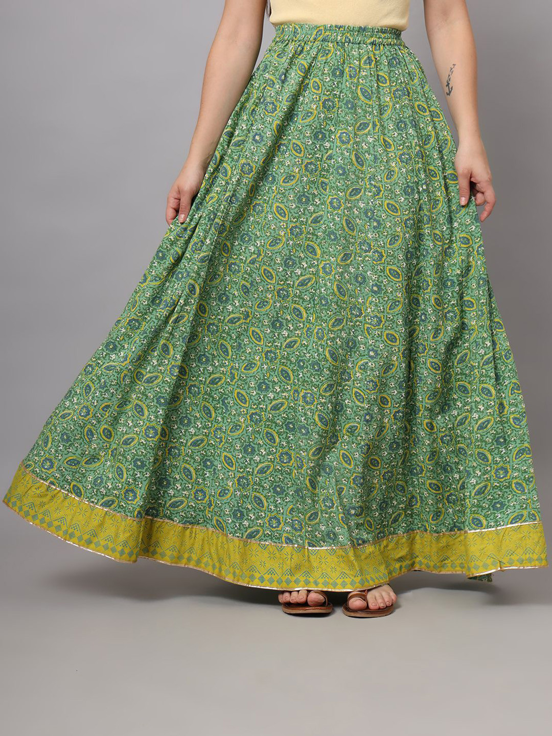 NYPA Women Printed Flared Maxi Skirt