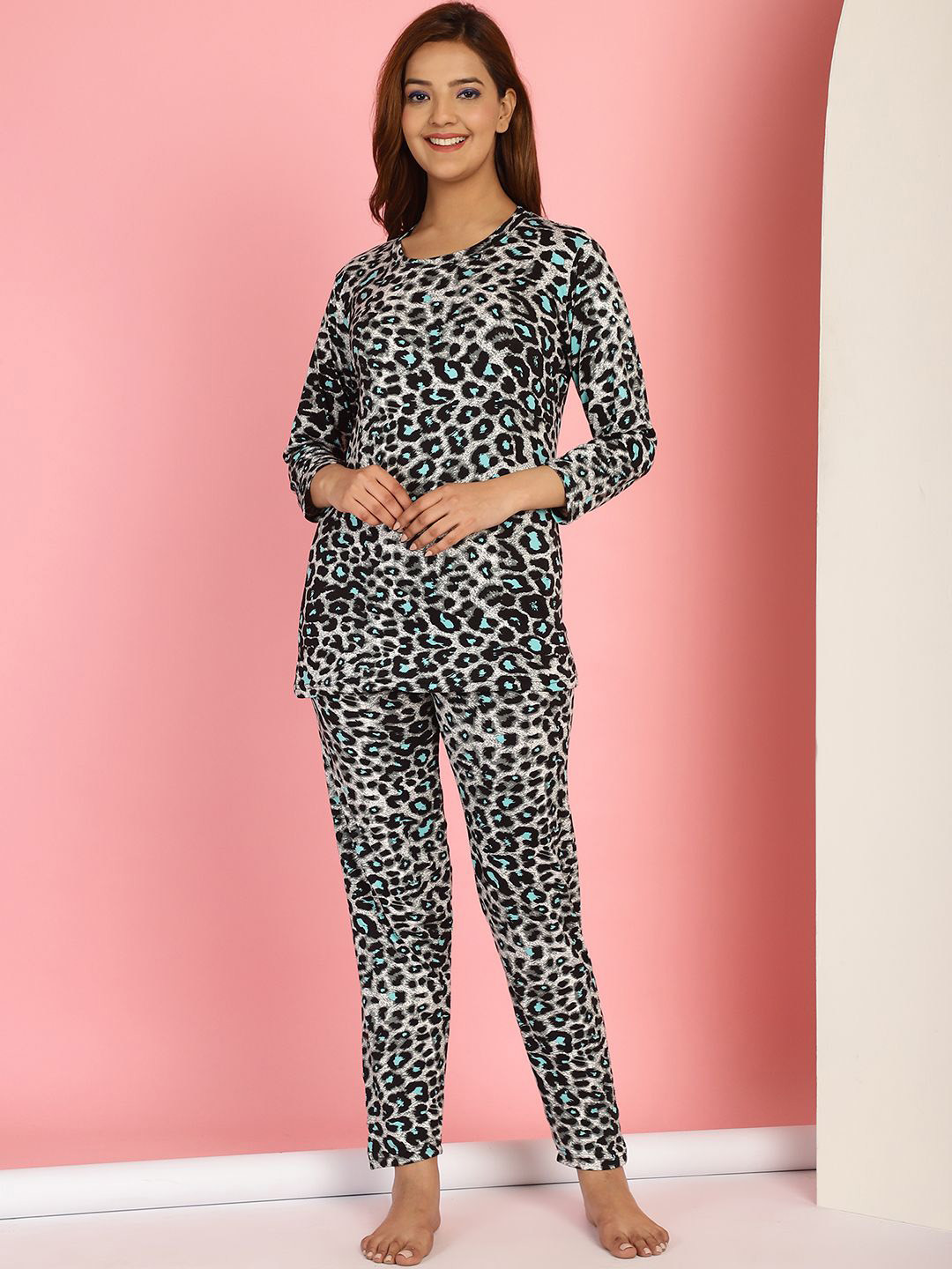 GRACIT Animal Printed Round Neck Cotton T0shirt & Pyjamas