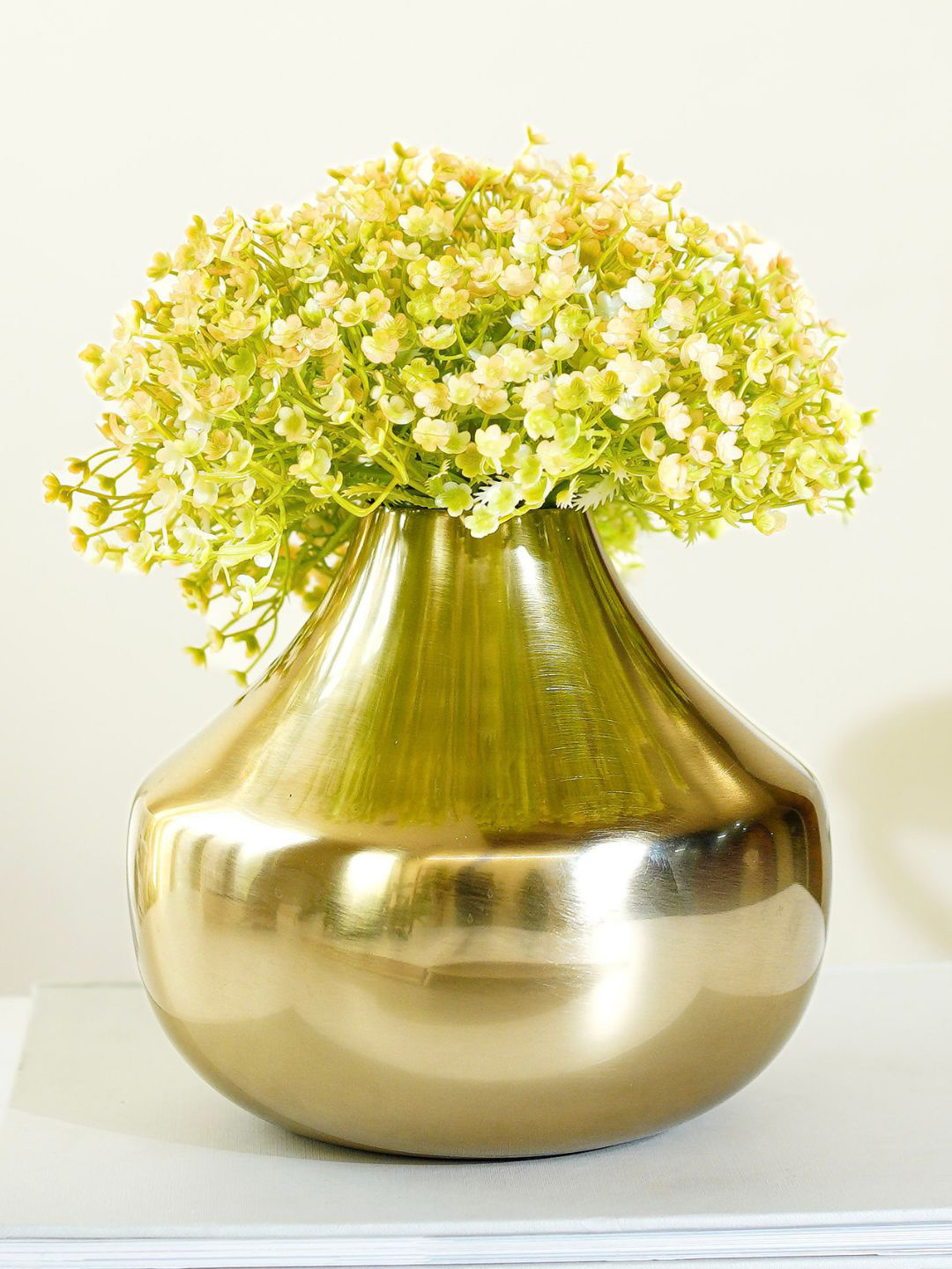 BEHOMA Glossy Golden Metal Bud Shape Large Flower Vase